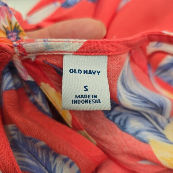 NWT Old Navy Salmon Pink Hawaiian Floral Sleeveless Tank Top - Picture 9 of 10